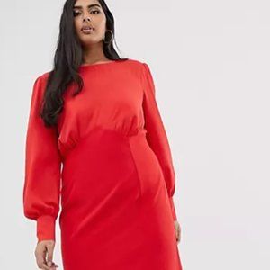 Red midi pencil dress